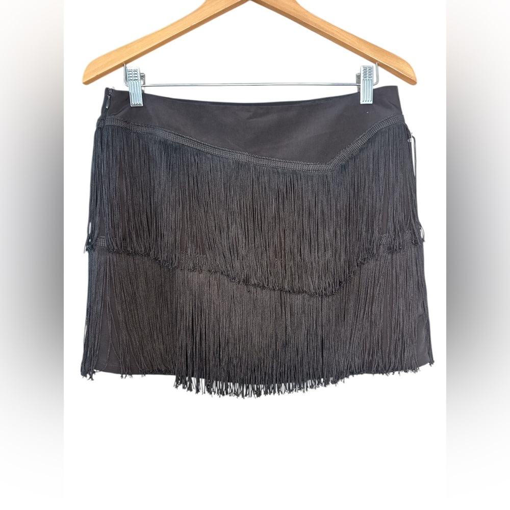 Vintage Nanette Lepore black fringe mini skirt - Picture 4 of 10